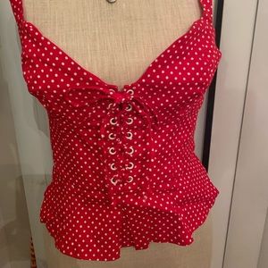 Bebe polka dot red top
